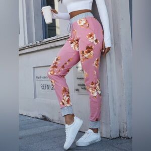 Floral Print Slim Fit Long Pants